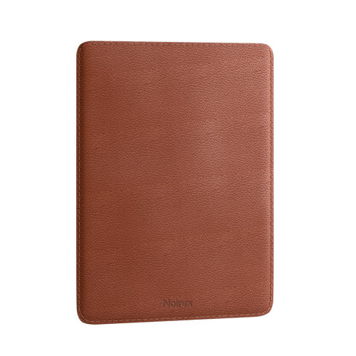 brown leather MacBook sleeve, front