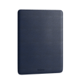 navy blue leather MacBook sleeve, front