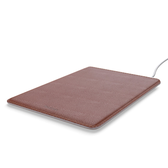brown leather MacBook sleeve flat detail