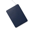 navy blue leather MacBook sleeve seen from above
